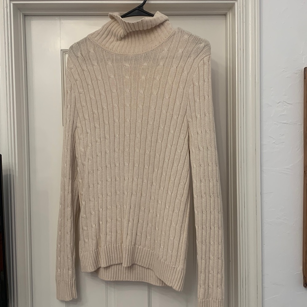 Jeanne Pierre turtleneck sweater, size medium, color cream, lightly worn